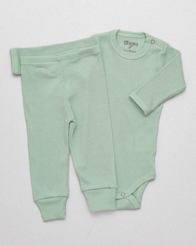 Conjunto Pagão Canelado Bebê Verde Unissex