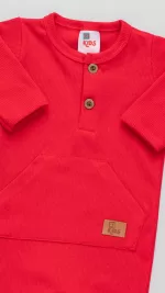 Macacão Bebê Manga Longa Vermelho