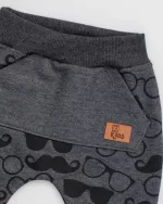 Calça Bebê Moletom Preto Estampa Retro