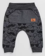 Calça Bebê Moletom Preto Estampa Retro