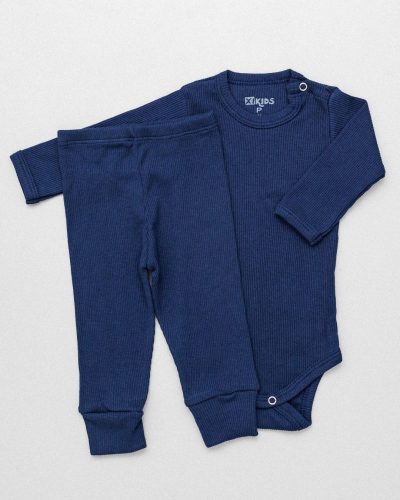 Conjunto Pagão Canelado Bebê Azul Marinho Menino