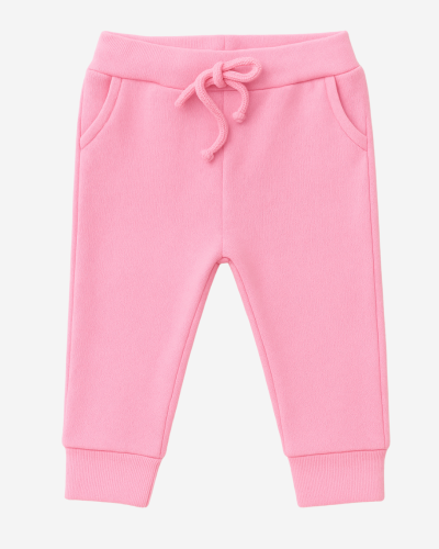 Calça Bebê Jogger Algodão Rosa Menina