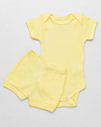 Conjunto Bebê Canelado Verão e Tapa Fralda  Amarelo