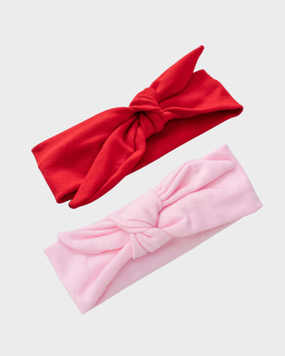 Kit 2 Faixas de Cabelo Bebê Vermelho e Rosa