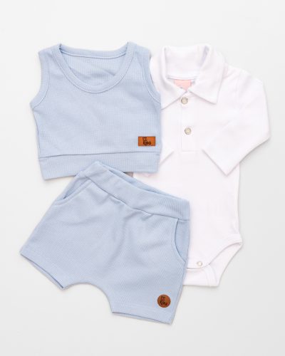 Conjunto Bebê com 3 Peças Azul Menino