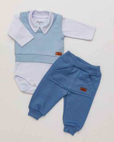 Conjunto Bebê 3 peças Azul Menino