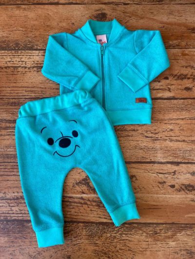 Conjunto Bebê 2pç Atoalhado Bordado Urso
