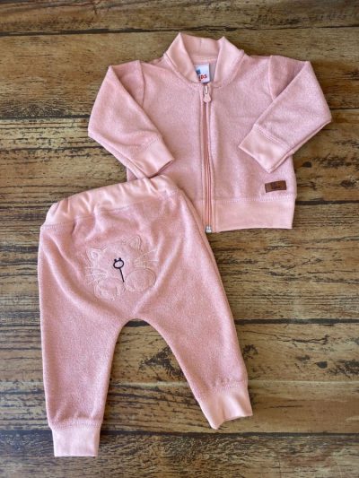 Conjunto Bebê 2pç Atoalhado Gatinha