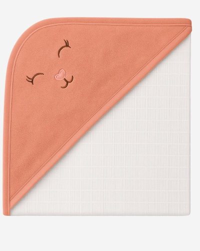 Toalha Fralda com Capuz Estampado Rosa