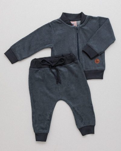 Conjunto Bebê 2pç Atoalhado Bordado Urso Cinza