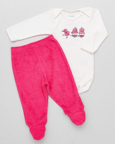 Conjunto Body Manga Longa e Calça com Pezinho Atoalhada Pink