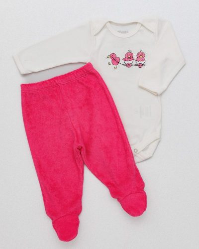 Conjunto Body Manga Longa e Calça com Pezinho Atoalhada Pink