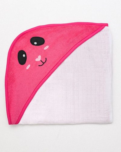Toalha Fralda com Capuz Estampado Pink