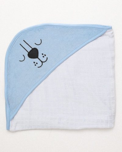 Toalha Fralda com Capuz Estampado Azul