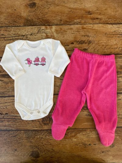Conjunto Body Manga Longa e Calça com Pezinho Atoalhada Pink