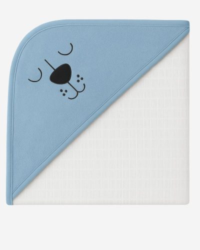 Toalha Fralda com Capuz Estampado Azul