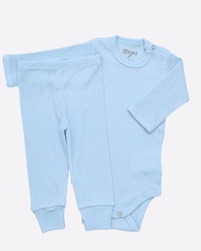 Conjunto Pagão Canelado Bebê Azul Menino