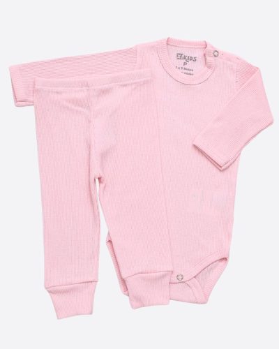 Conjunto Pagão Canelado Bebê Rosa Claro Menina