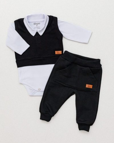 Conjunto Bebê 3 peças Preto Menino