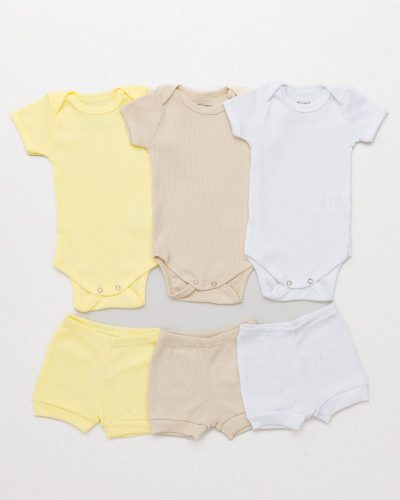 Kit 03 Conjuntos Bebê Pagão Verão Canelado Neutro