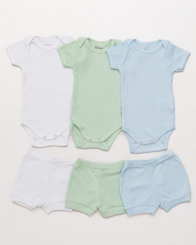 Kit 03 Conjuntos Bebê Pagão Verão Canelado Menino