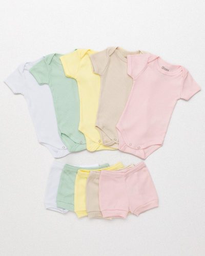 Kit 05 Conjuntos Bebê Pagão Verão Canelado Cores Menina