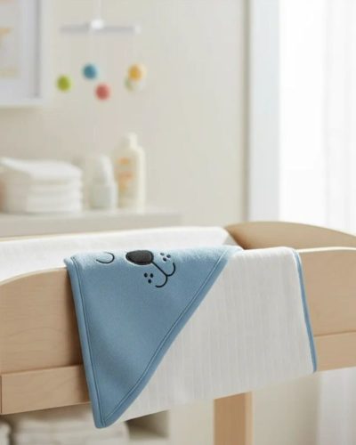 Toalha Fralda com Capuz Estampado Azul