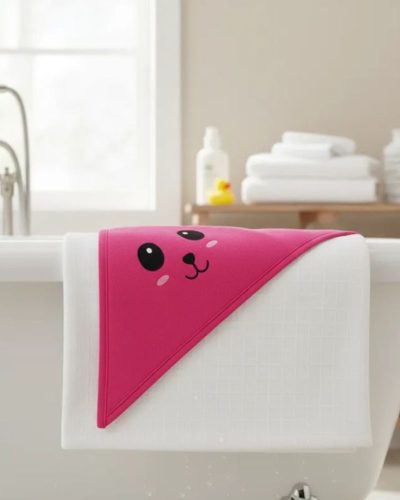 Toalha Fralda com Capuz Estampado Pink