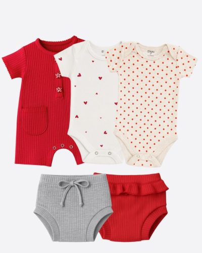 Combo Vermelho 5 Peças Bebê Menina