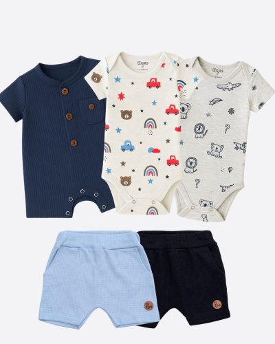Combo Azul 5 Peças Bebê Menino