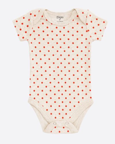 Body Bebê Manga Curta Poá Vermelho Menina