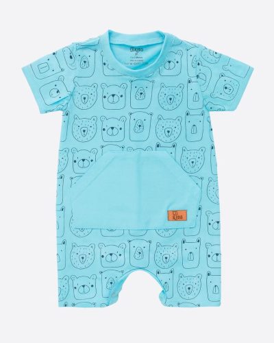 Macaquinho Bebê Azul Com Urso Menino