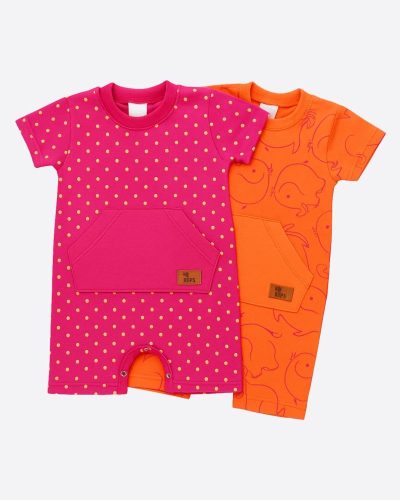 Kit 2 Macaquinhos Estampado Poá e Elefante Menina