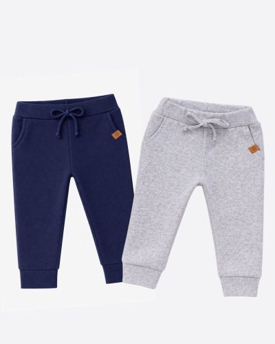 Kit 2 Calças Jogger Bebê Menino Marinho e Mescla em Algodão