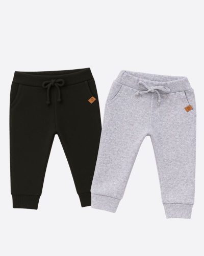 Kit 2 Calças Jogger Bebê Unissex Preto e Mescla em Algodão