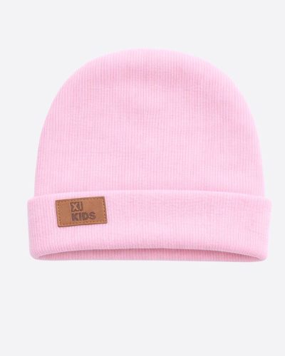 Touca Gorro Bebê Canelada Com Dobra Rosa Menina