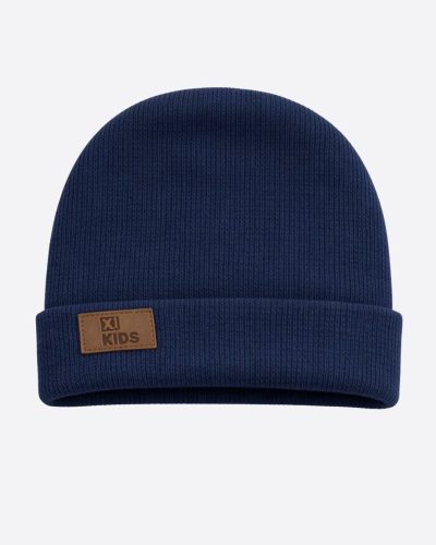 Touca Gorro Bebê Canelada Com Dobra Azul Menino