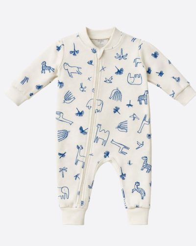 Macacão Bebê Malha 100% Algodão Floresta Azul