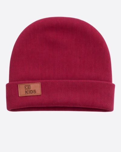 Touca Gorro Bebê Canelada Com Dobra Vermelho Unissex