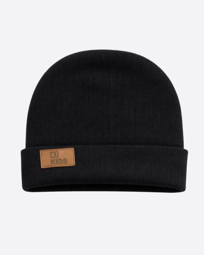 Touca Gorro Bebê Canelada Com Dobra Preto Unissex