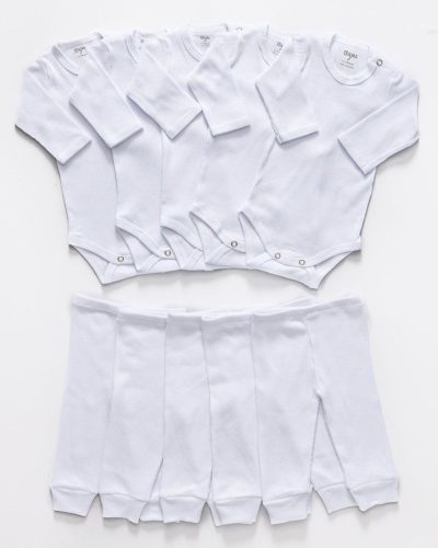 Kit 5 Conjuntos Pagão Bebê Canelado Branco Unissex