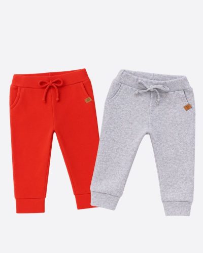 Kit 2 Calças Jogger Bebê Unissex Vermelho e Mescla em Algodão