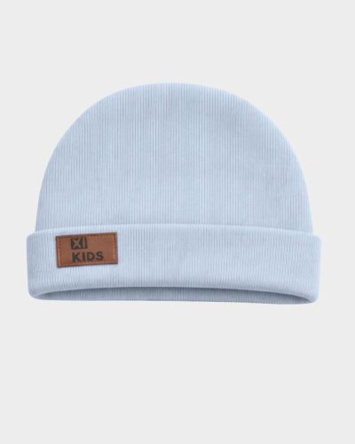 Touca Gorro Bebê Canelada Com Dobra Azul Menino