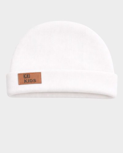 Touca Gorro Bebê Canelada Com Dobra Branco Unissex