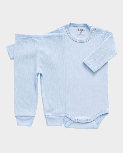 Conjunto Pagão Canelado Bebê Azul Menino