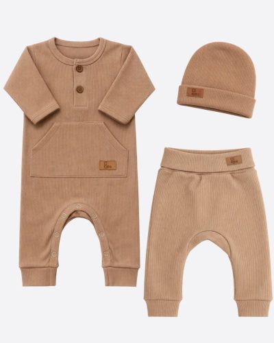 Kit Completo 3 Peças Com Macacão, Calça e Touca Cappuccino Unissex