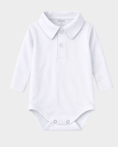 Body Bebê Gola Polo Manga Longa Branco