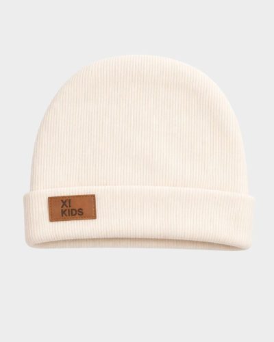 Touca Gorro Bebê Canelada Com Dobra Off White Unissex