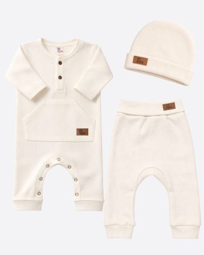 Kit Completo 3 Peças Com Macacão, Calça e Touca Off Unissex