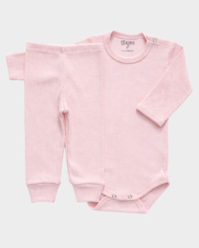Conjunto Pagão Canelado Bebê Rosa Claro Menina